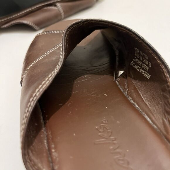 Clarks Criss Cross Brown Leather Slip On Slides Sandals Womens Size 8M VTG 2003 - Picture 12 of 13